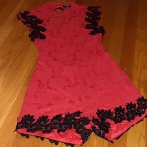 Red lace romper